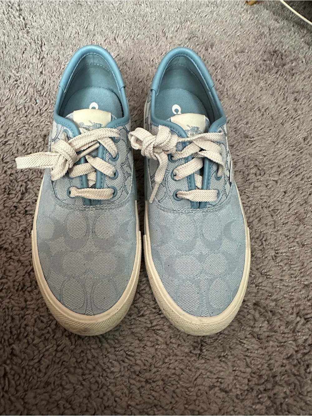 Light Blue Patterned Canvas Sneakers - Women's Casual Shoes US6B EUR 36.5